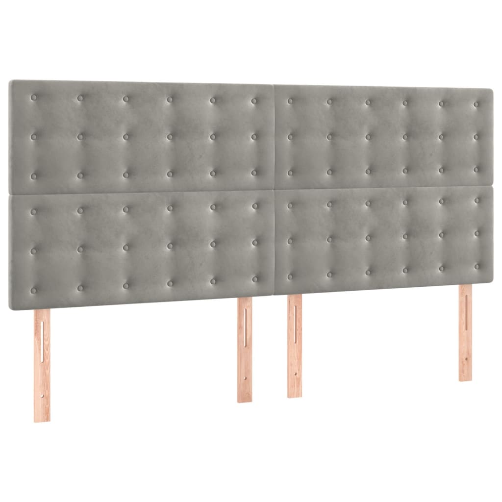 vidaXL Čelo postele 4 ks světle šedé 90x5x78/88 cm samet