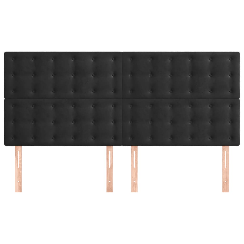 vidaXL Hoofdborden 4 st 90x5x78/88 cm fluweel zwart afbeelding
