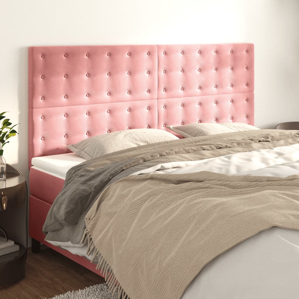 Čelo postele 4 ks růžové 90x5x78/88 cm samet