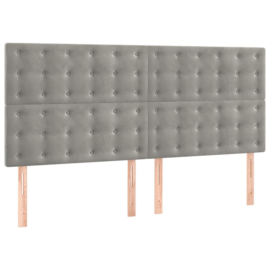 vidaXL ÄŚelo postele 4 ks svÄ›tle ĹˇedĂ© 100 x 5 x 78/88 cm samet