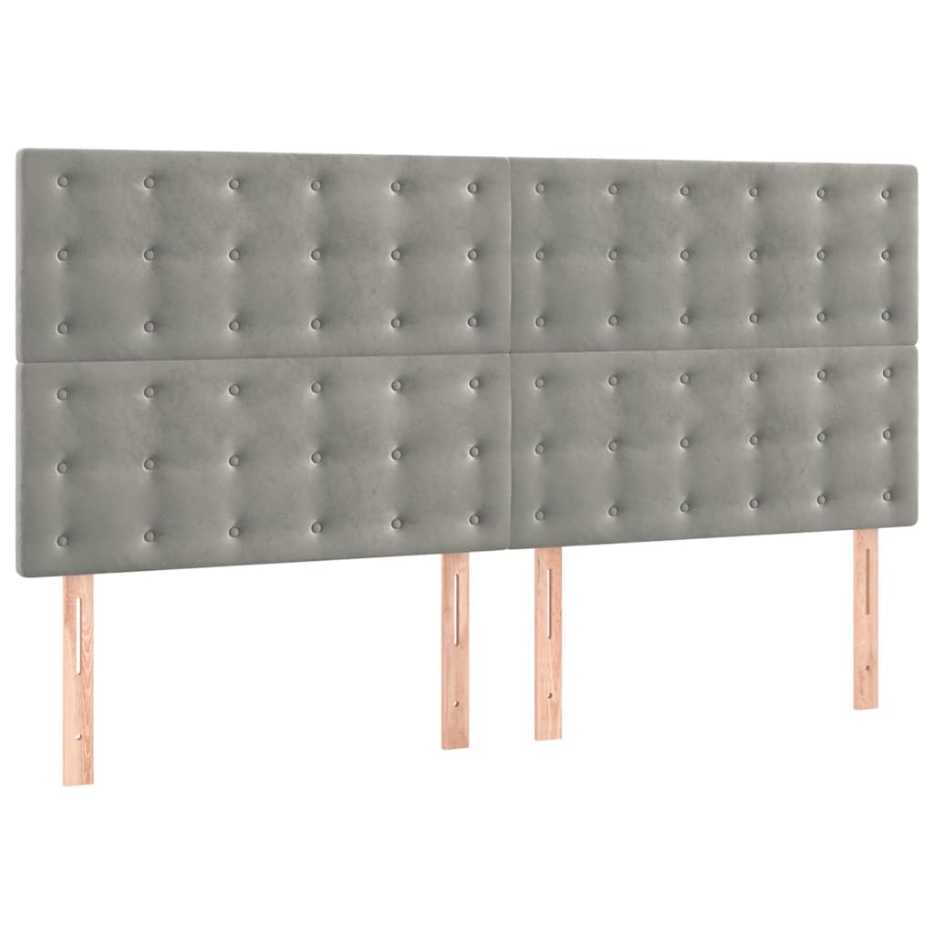 vidaXL Čelo postele světle šedé 200 x 5 x 118/128 cm sametové