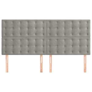 Čelo postele světle šedé 200 x 5 x 118/128 cm sametové - obrázek 3