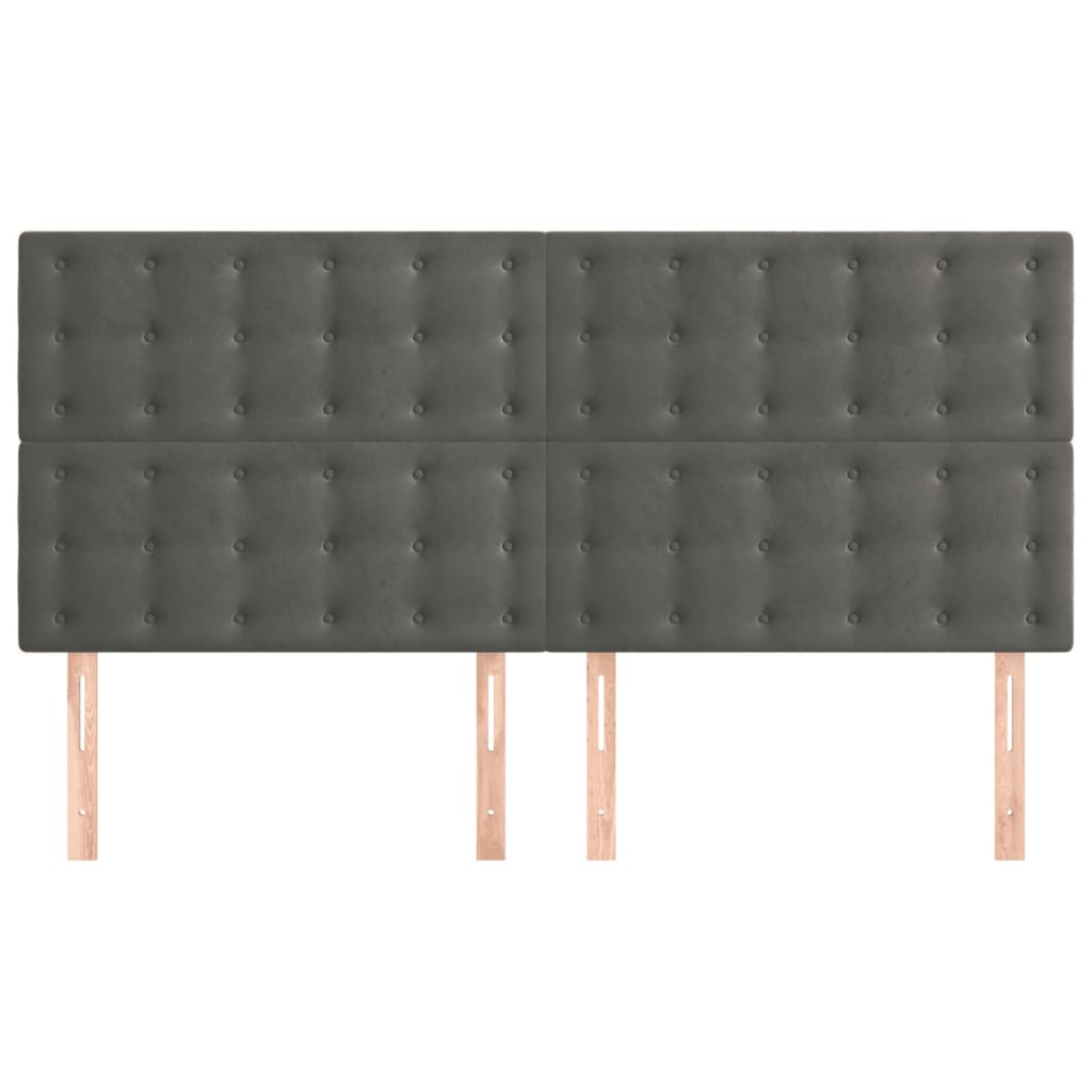 vidaXL Hoofdborden 4 st 100x5x78/88 cm fluweel donkergrijs afbeelding