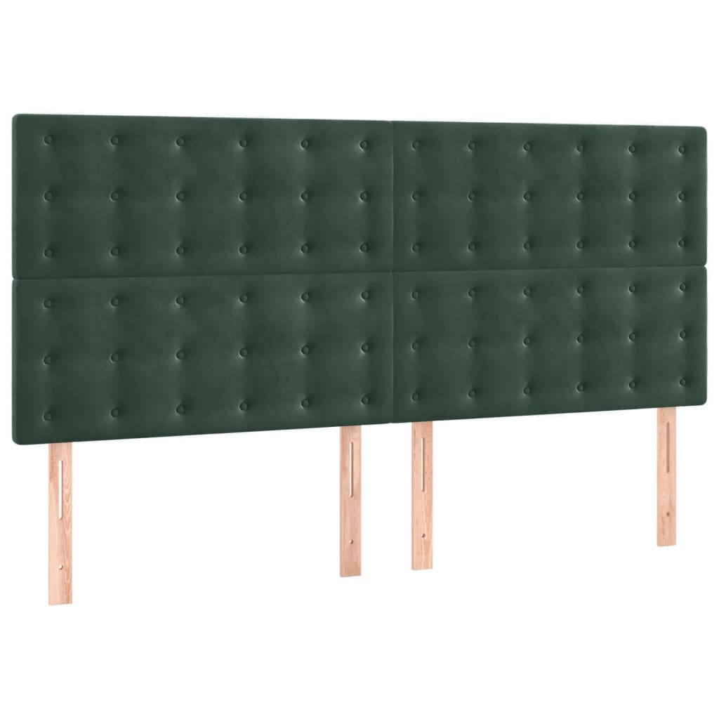 vidaXL Čelo postele 4 ks tmavě zelené 100x5x78/88 cm samet