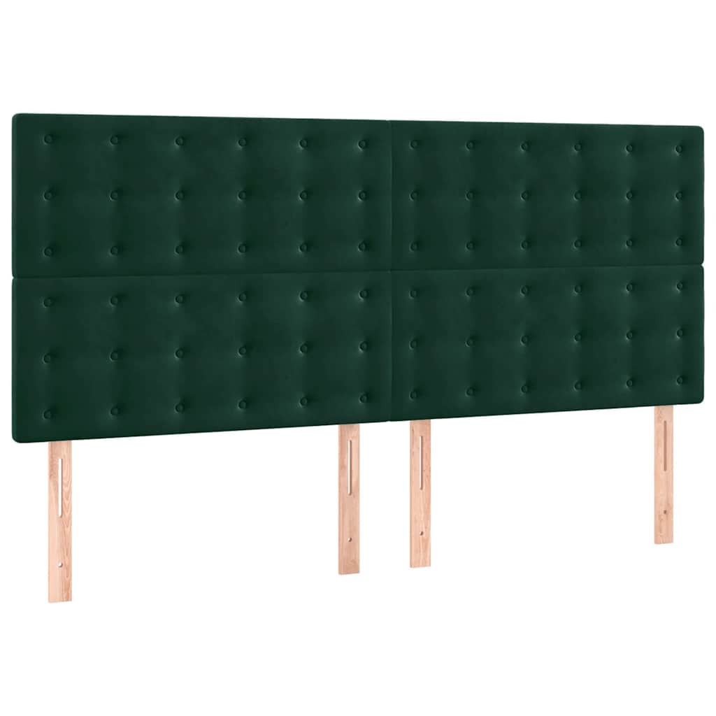 vidaXL Tăblie de pat verde închis 200x5x118/128 cm catifea