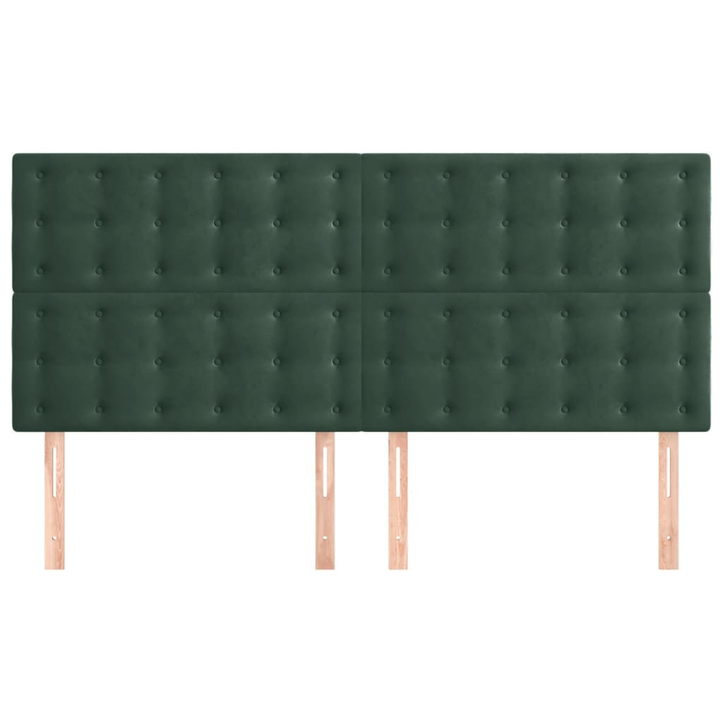 vidaXL 4 db sötétzöld bársony fejtámla 100x5x78/88 cm