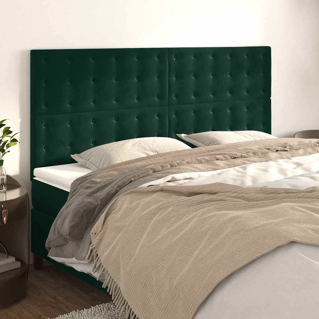 vidaXL Kopfteil Dunkelgrün 200 x 5 x 118/128 cm Samt