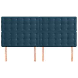 Čelo postele tmavě modré 200x5x118/128 cm sametové - obrázek 3