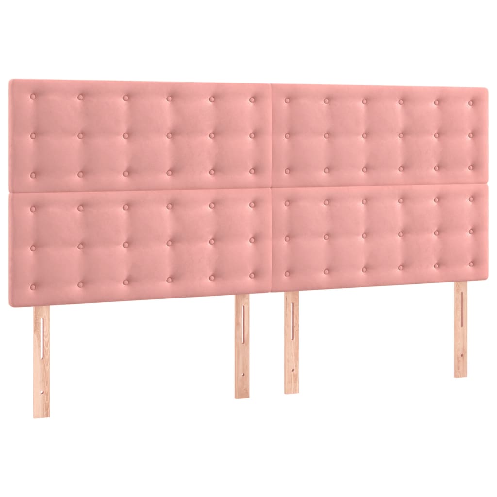 vidaXL Čelo postele 4 ks růžové 100x5x78/88 cm samet