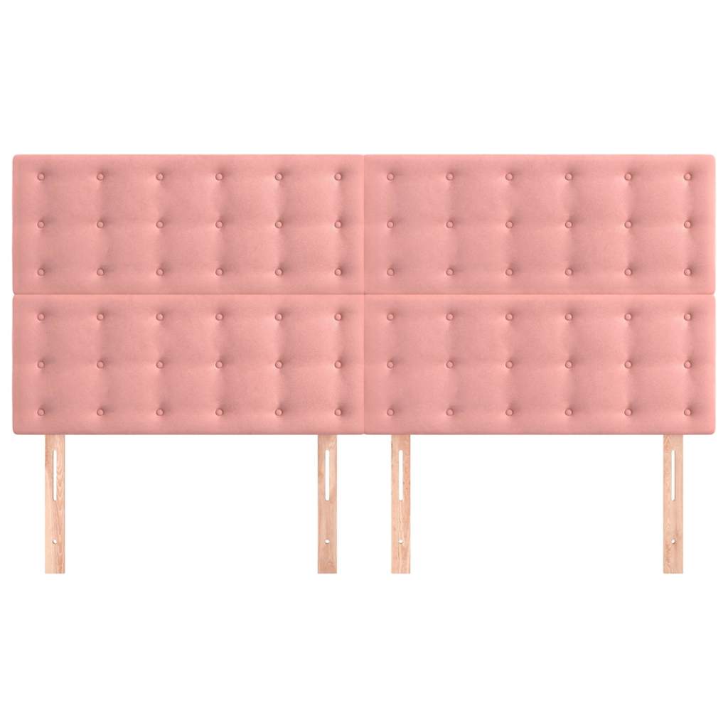 vidaXL Hoofdbord roze 200x5x118/128 cm fluweel, foto 2
