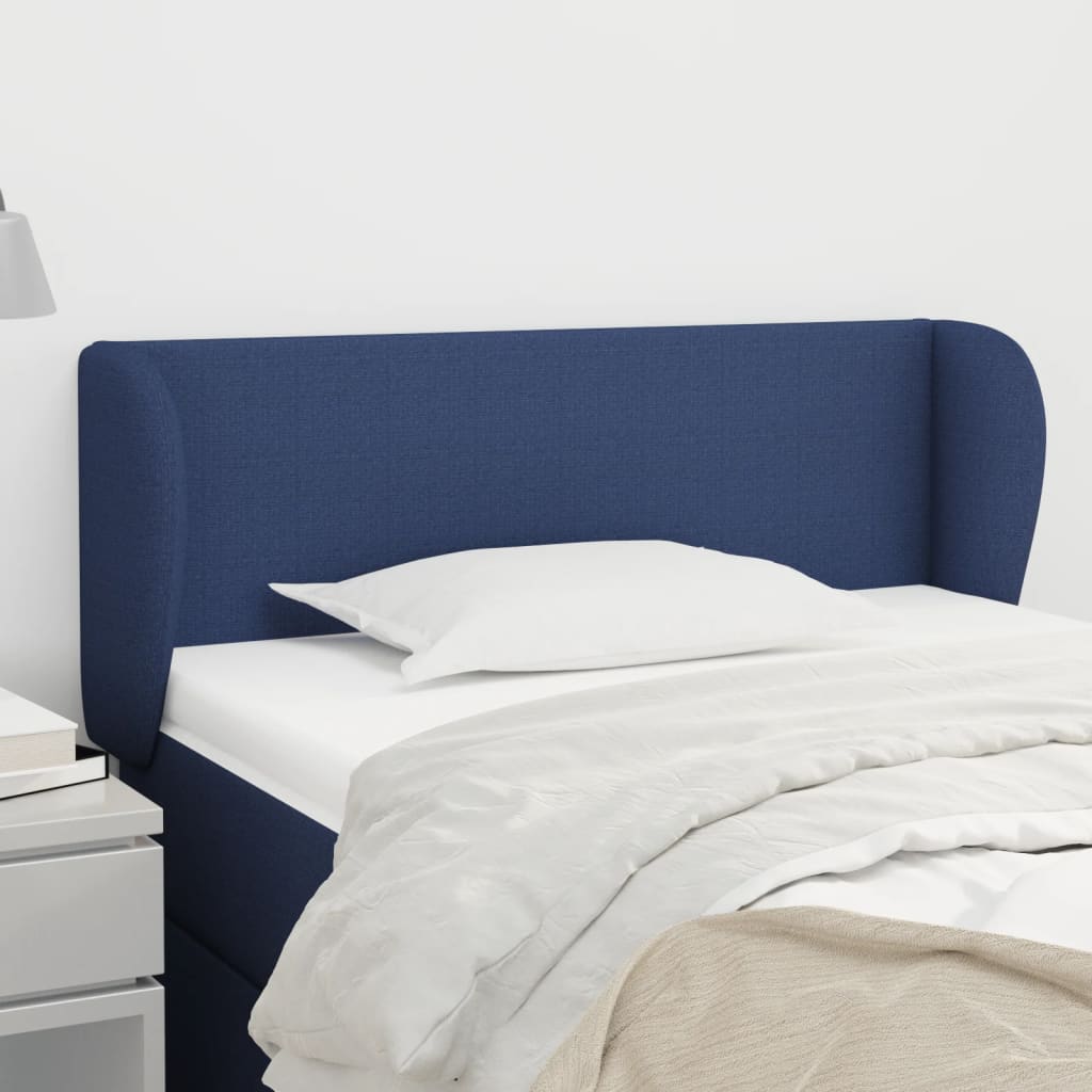 vidaXL Tăblie de pat cu aripioare albastru 93x23x78/88 cm textil