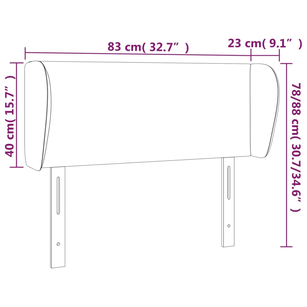 Čelo postele typu ušák růžová 83x23x78/88 cm samet