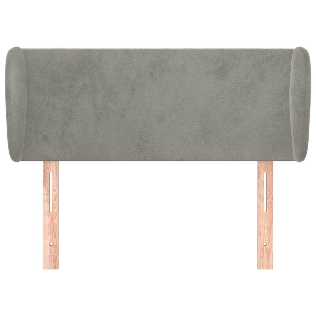 vidaXL Hoofdbord met randen 103x23x78/88 cm fluweel lichtgrijs afbeelding