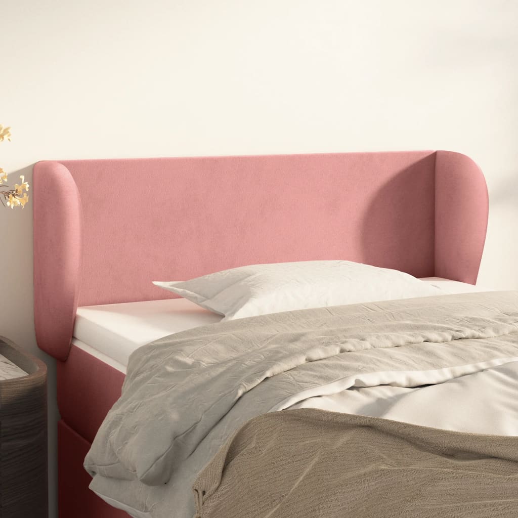 Tăblie de pat cu aripioare roz 103x23x78/88 cm catifea