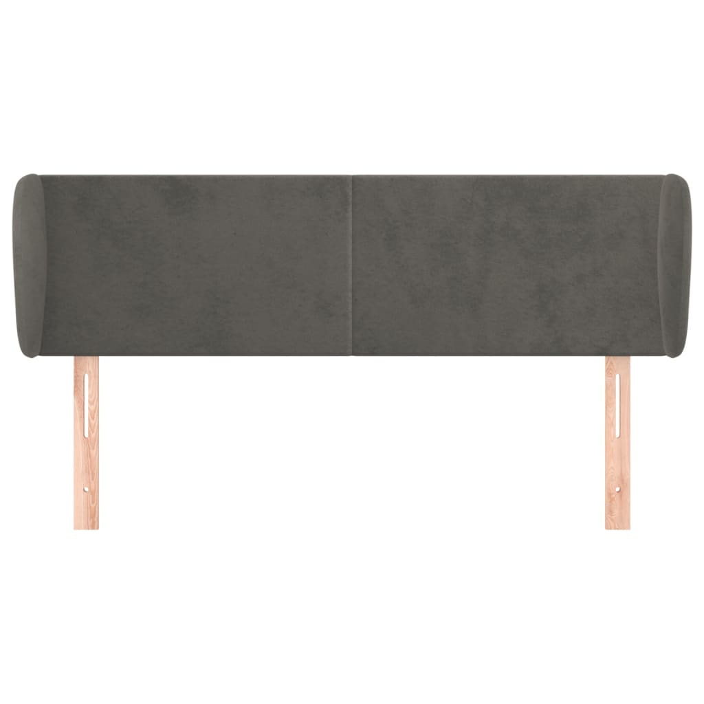 vidaXL Hoofdbord met randen 147x23x78/88 cm fluweel donkergrijs afbeelding