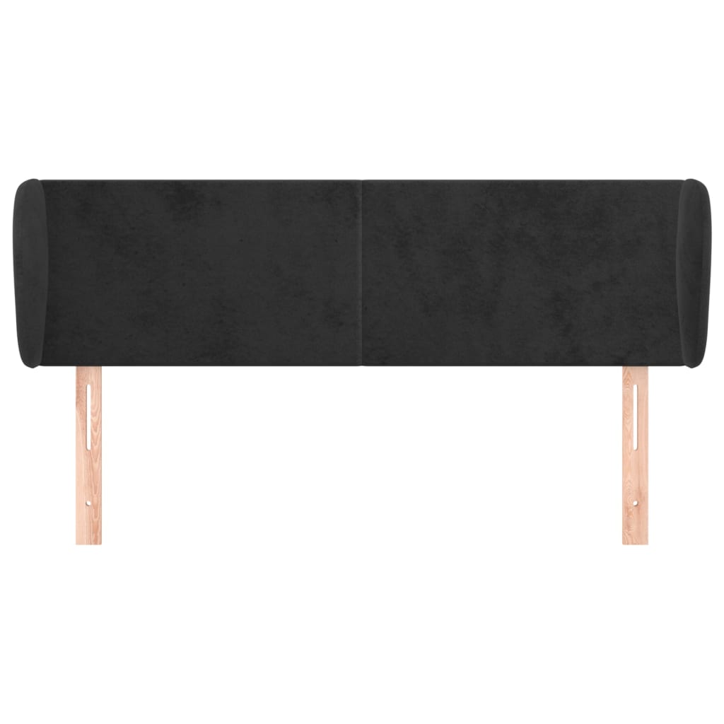 vidaXL Hoofdbord met randen 147x23x78/88 cm fluweel zwart afbeelding