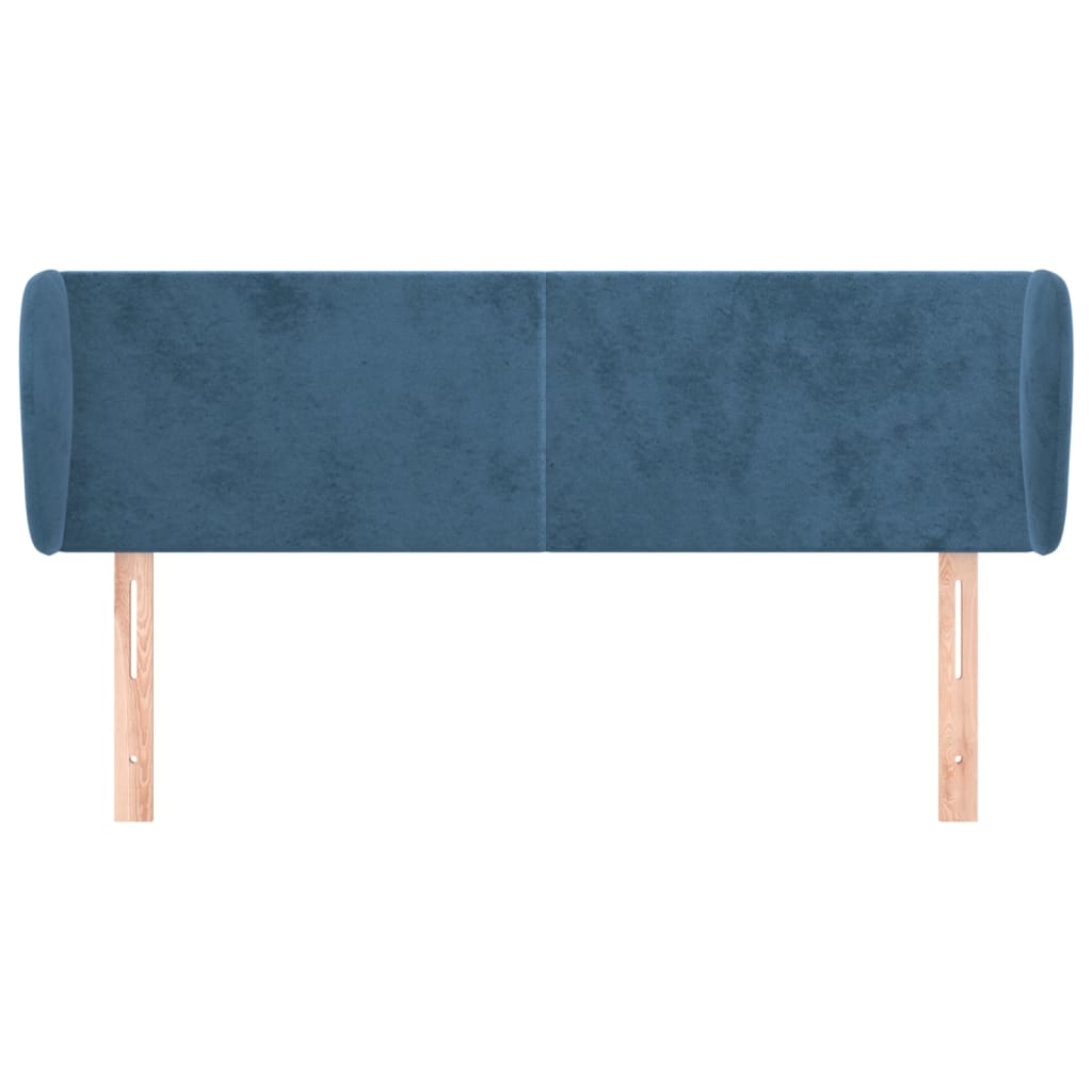 vidaXL Hoofdbord met randen 147x23x78/88 cm fluweel donkerblauw afbeelding