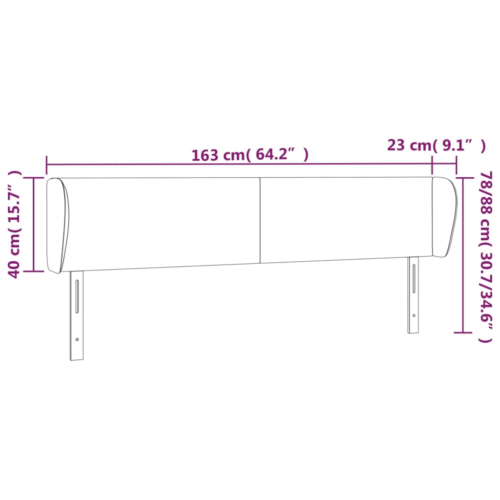 Čelo postele typu ušák tmavě modré 163x23x78/88 cm samet