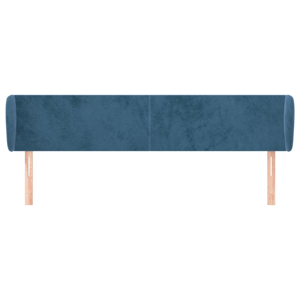 vidaXL Hoofdbord met randen 183x23x78/88 cm fluweel donkerblauw afbeelding