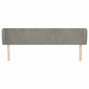 Čelo postele typu ušák světle šedé 203x23x78/88 cm samet - obrázek 3