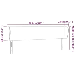 Čelo postele typu ušák světle šedé 203x23x78/88 cm samet - obrázek 9