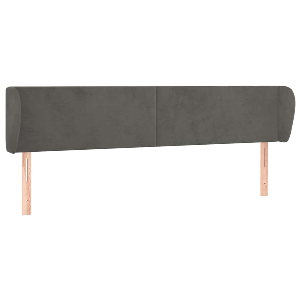 vidaXL Hoofdbord met randen 203x23x78/88 cm fluweel donkergrijs grijs, foto 3