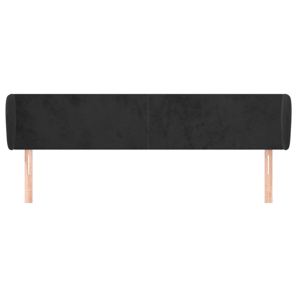 vidaXL Hoofdbord met randen 203x23x78/88 cm fluweel zwart afbeelding