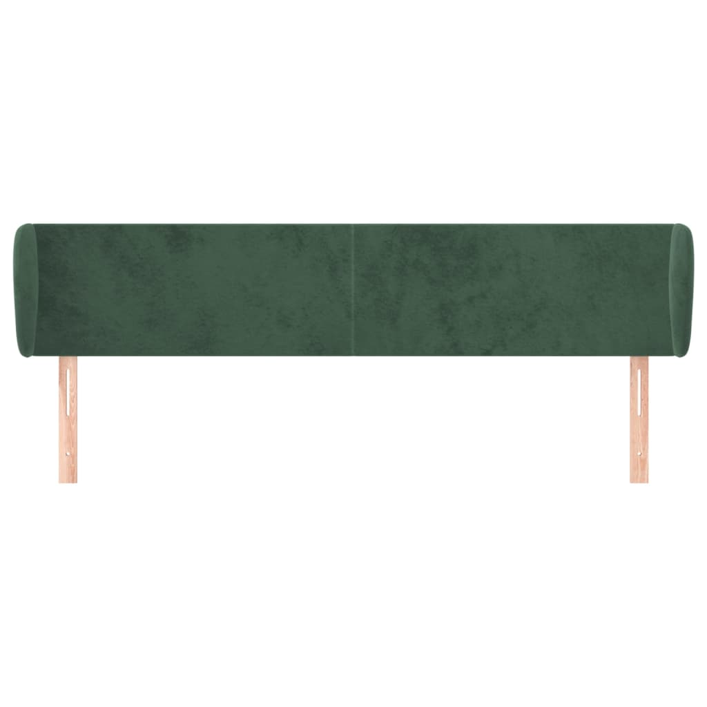 Tăblie de pat cu aripioare verde închis 203x23x78/88 cm catifea