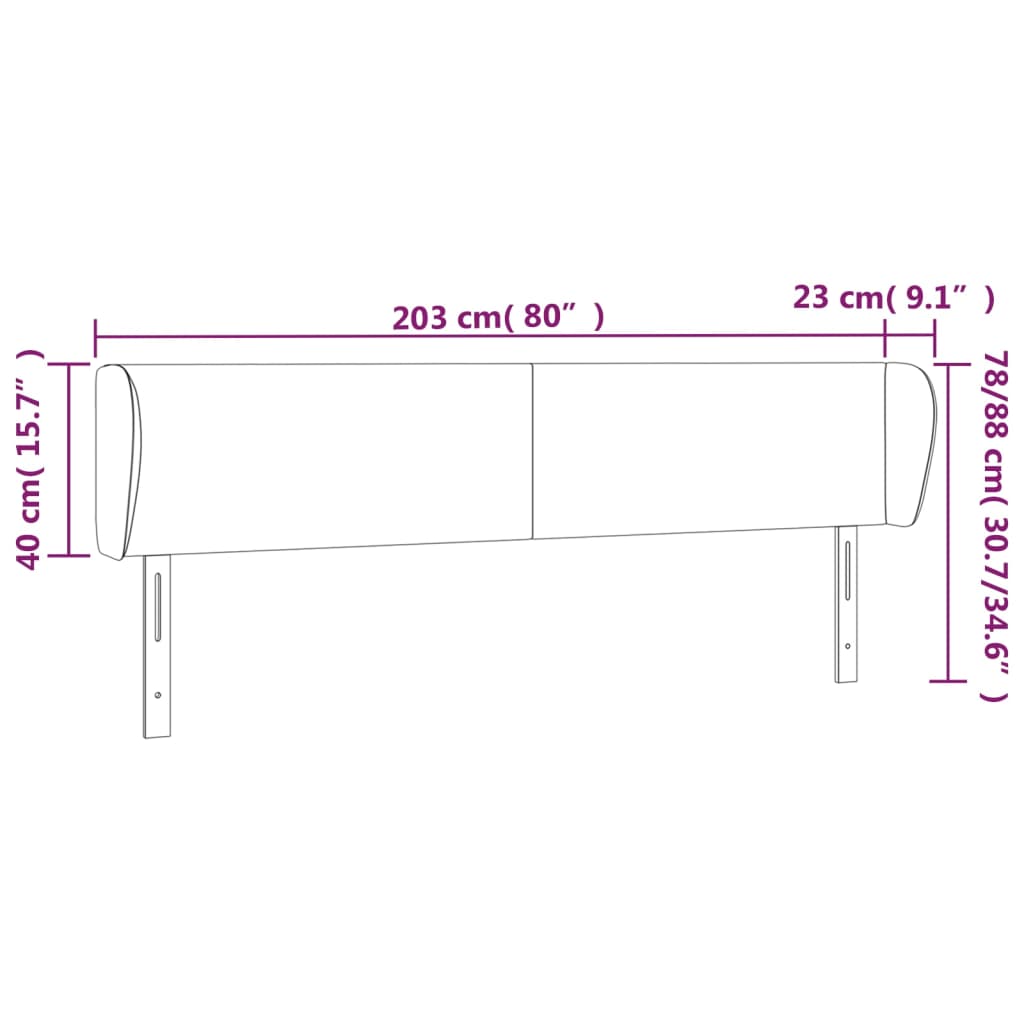 Tăblie de pat cu aripioare verde închis 203x23x78/88 cm catifea