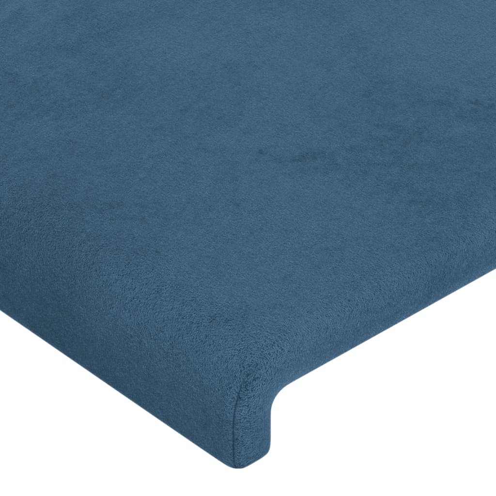 Tăblie pat cu aripioare albastru închis 203x23x78/88 cm catifea