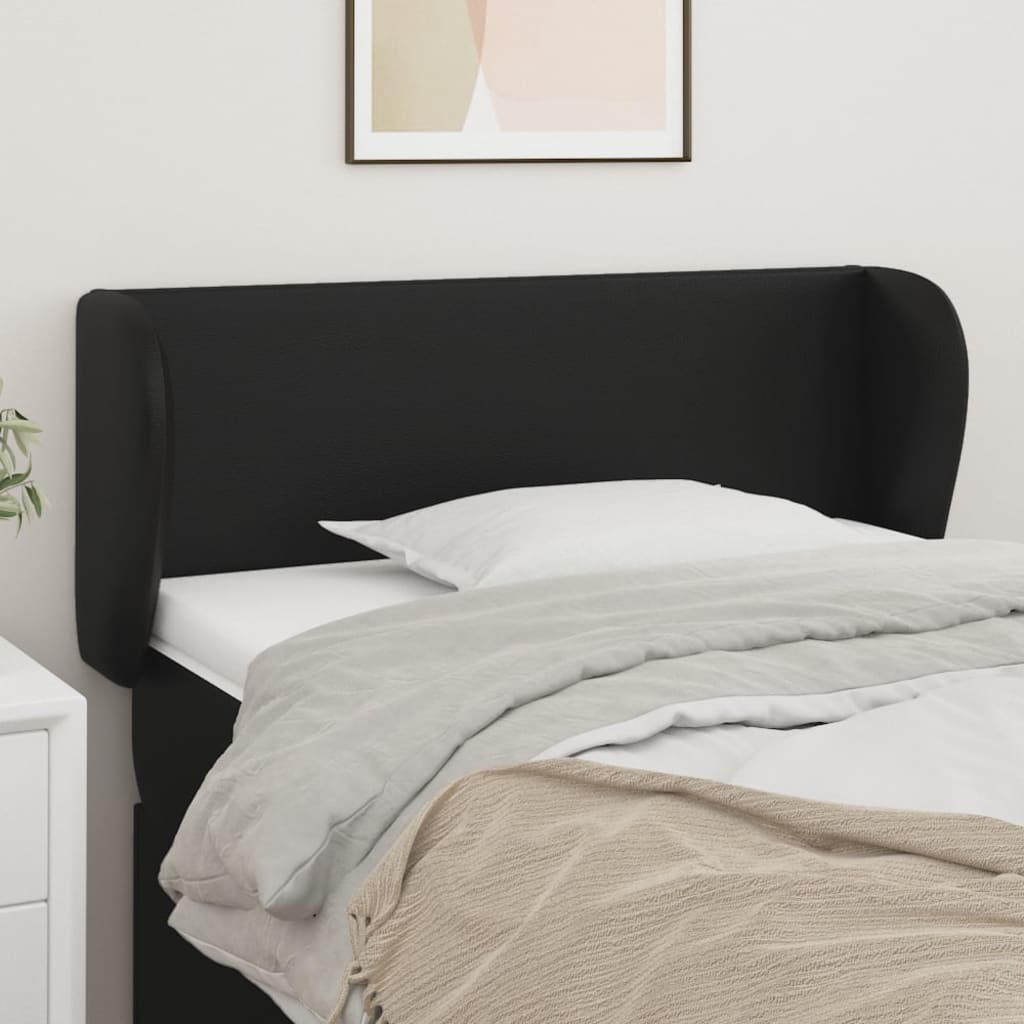 vidaXL Tăblie de pat cu aripioare negru 93x23x78/88 cm piele ecologică