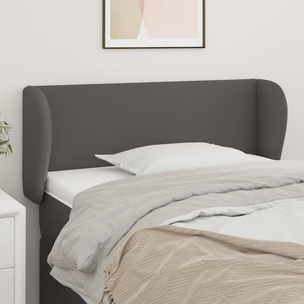 vidaXL Tăblie de pat cu aripioare gri 93x23x78/88 cm piele ecologică