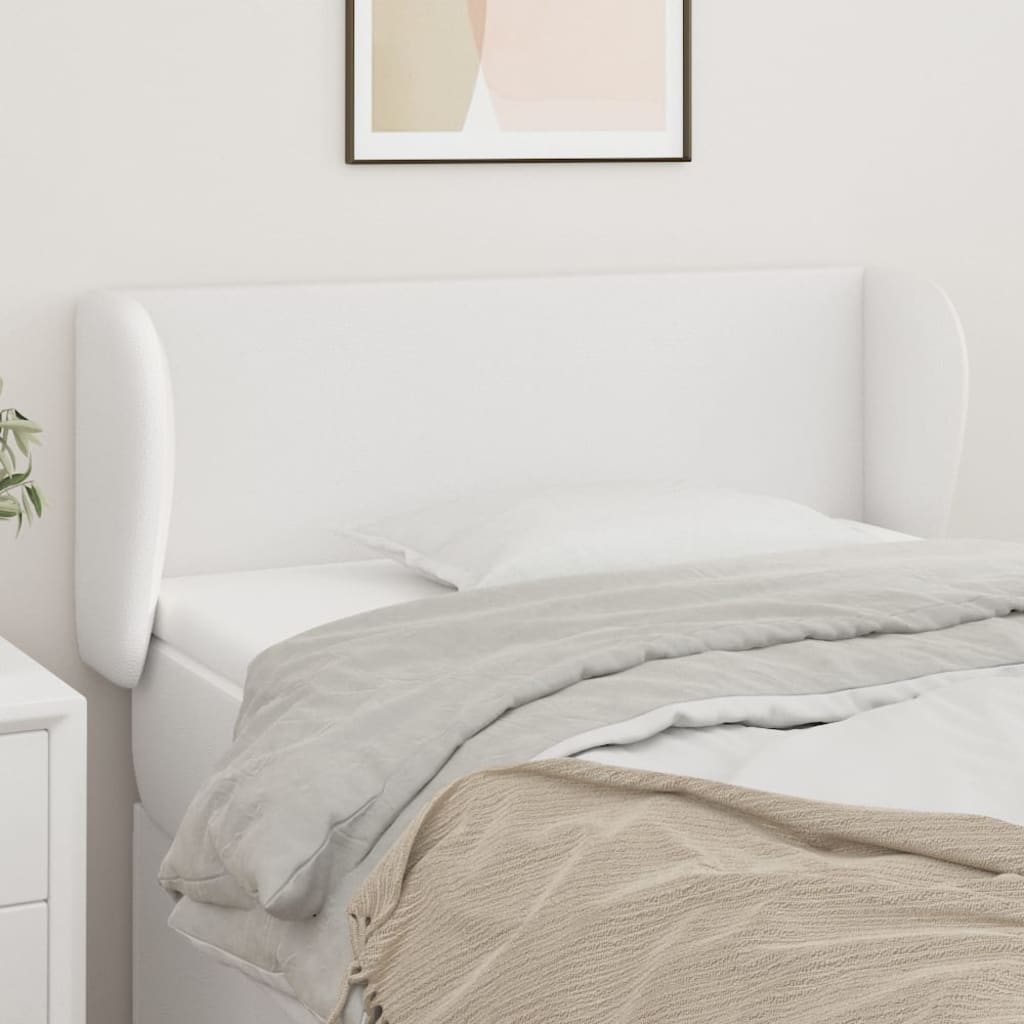 vidaXL Tăblie de pat cu aripioare alb 103x23x78/88 cm piele ecologică