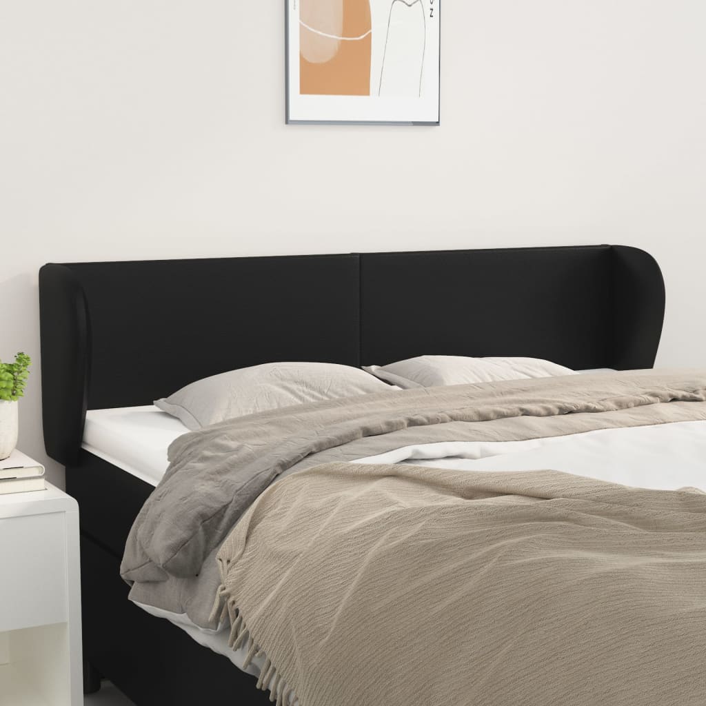 vidaXL Tăblie de pat cu aripioare gri 147x23x78/88 cm piele ecologică