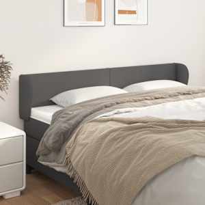 Vzglavje z ušesi sivo 183x23x78/88 cm umetno usnje