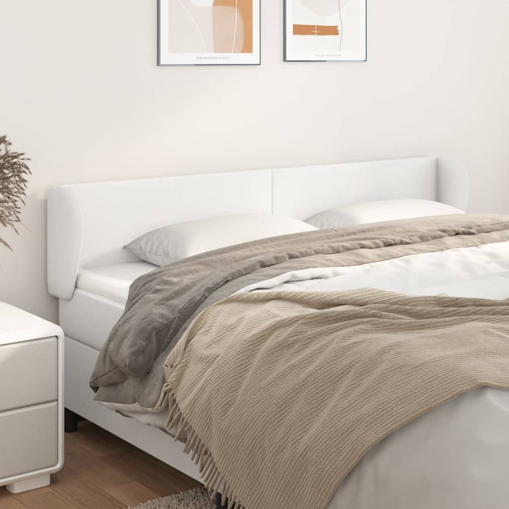 vidaXL Tăblie de pat cu aripioare alb 203x23x78/88 cm piele ecologică