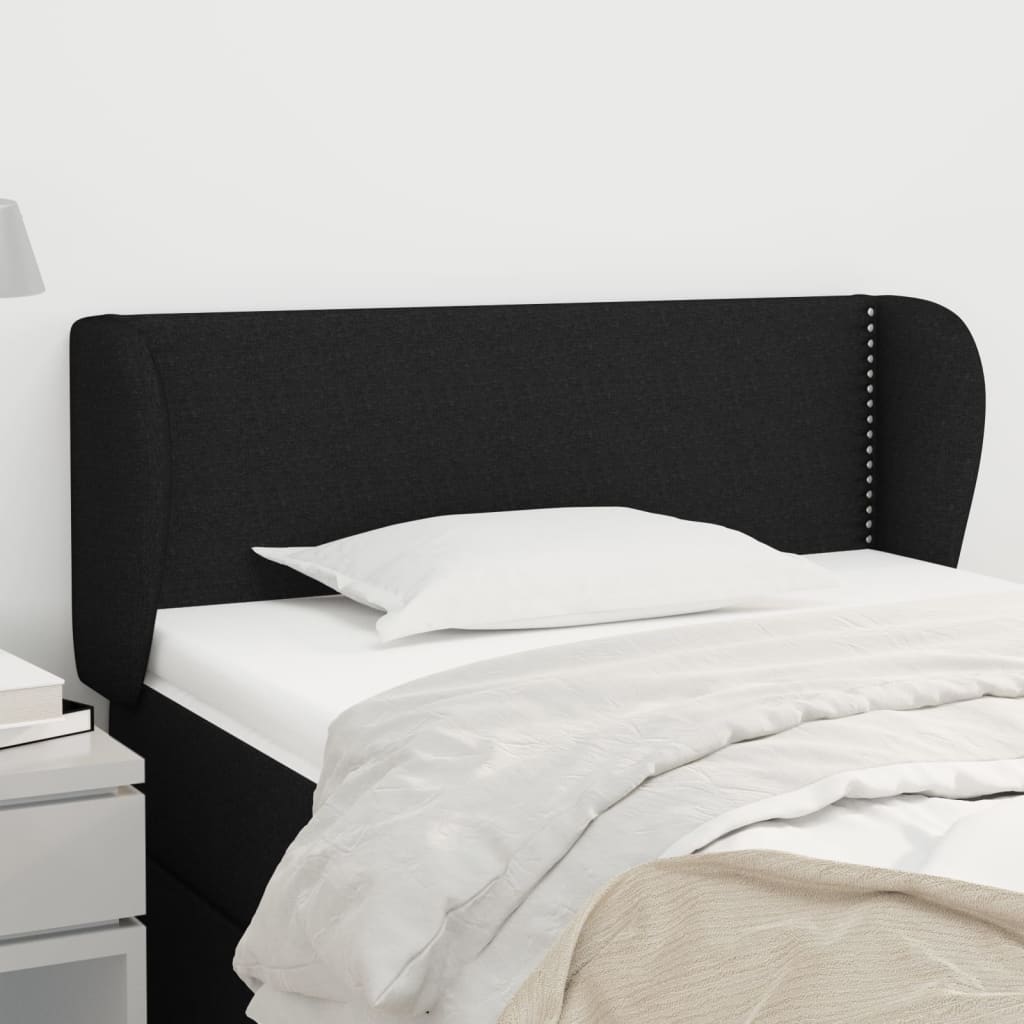 vidaXL Tăblie de pat cu aripioare negru 103x23x78/88 cm textil