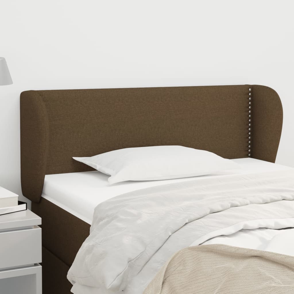 vidaXL Tăblie de pat cu aripioare maro închis 103x23x78/88 cm textil