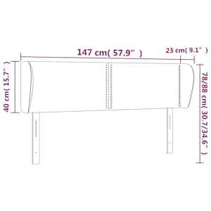 Čelo postele typu ušák tmavě hnědé 147x23x78/88 cm textil - obrázek 9