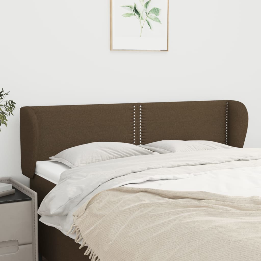 vidaXL Tăblie de pat cu aripioare maro închis 147x23x78/88 cm textil
