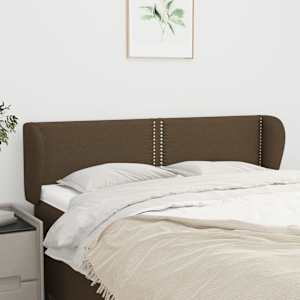 Čelo postele typu ušák tmavě hnědé 147x23x78/88 cm textil - obrázek 1
