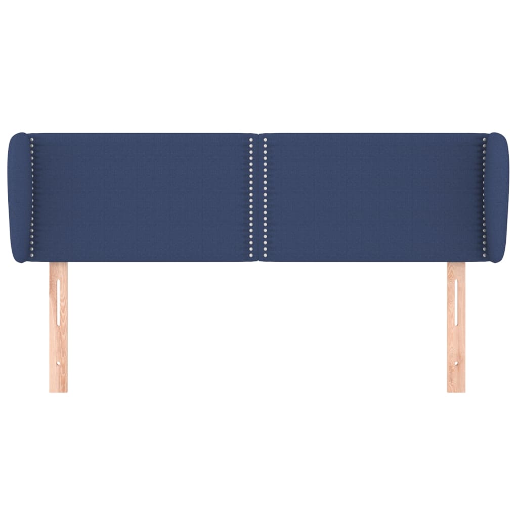 vidaXL Hoofdbord met randen 147x23x78/88 cm stof blauw afbeelding