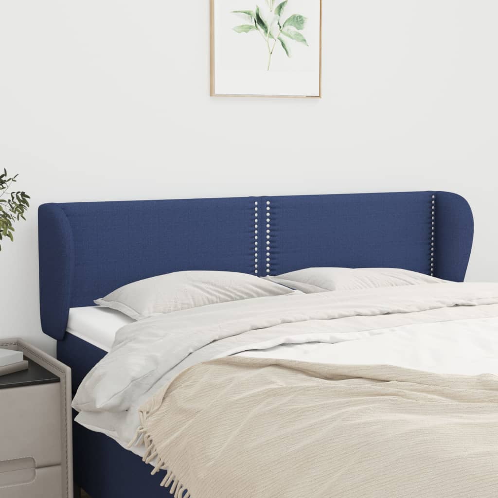 vidaXL Tăblie de pat cu aripioare, albastru, 147x23x78/88 cm textil