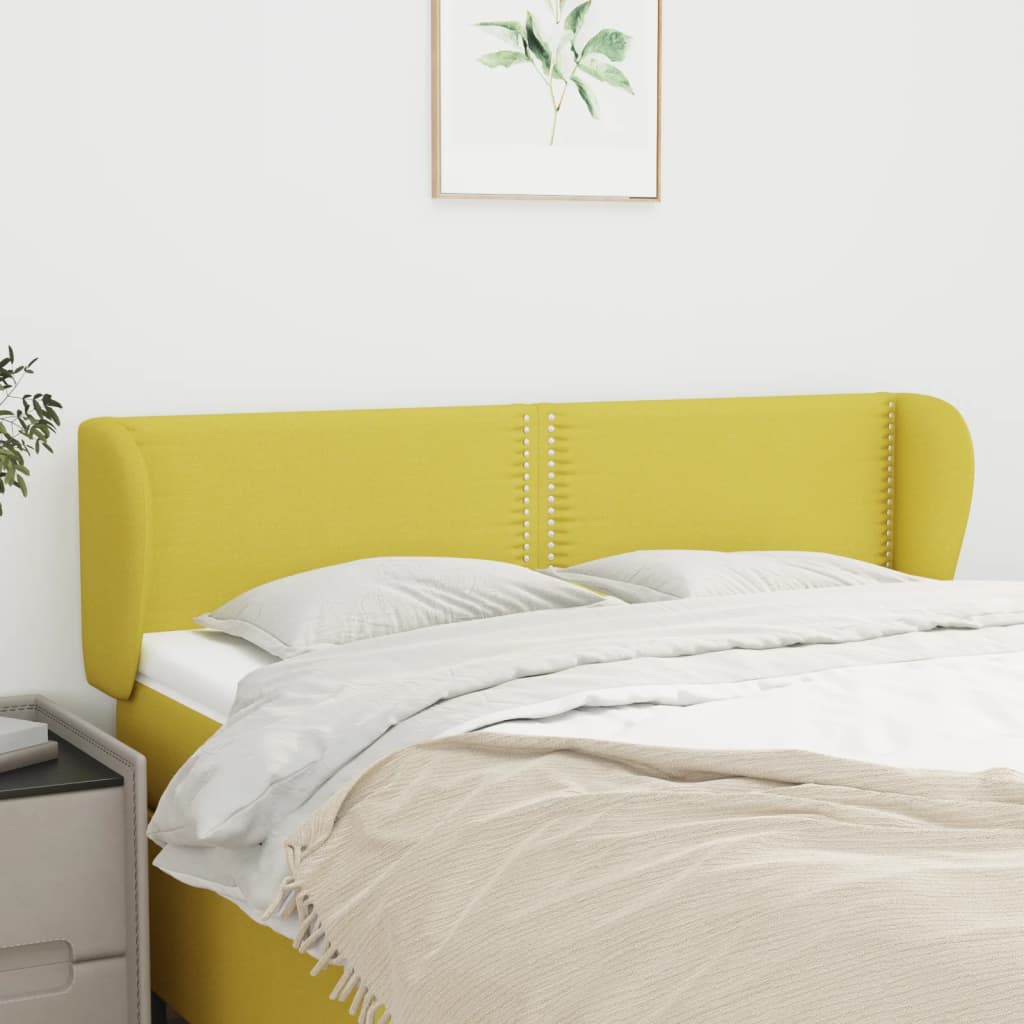 vidaXL Tăblie de pat cu aripioare, verde, 147x23x78/88 cm textil