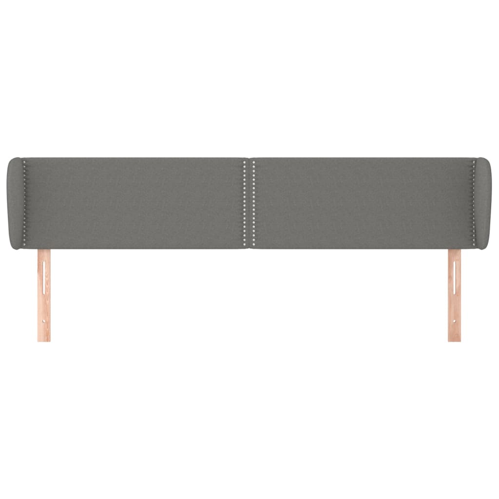 vidaXL Hoofdbord met randen 183x23x78/88 cm stof donkergrijs afbeelding