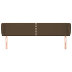 Čelo postele typu ušák tmavě hnědé 183x23x78/88 cm textil - obrázek 3
