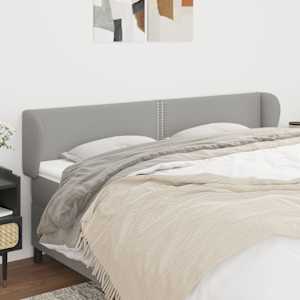 Vzglavje z ušesi svetlo sivo 203x23x78/88 cm blago