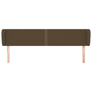 Čelo postele typu ušák tmavě hnědé 203x23x78/88 cm textil - obrázek 3