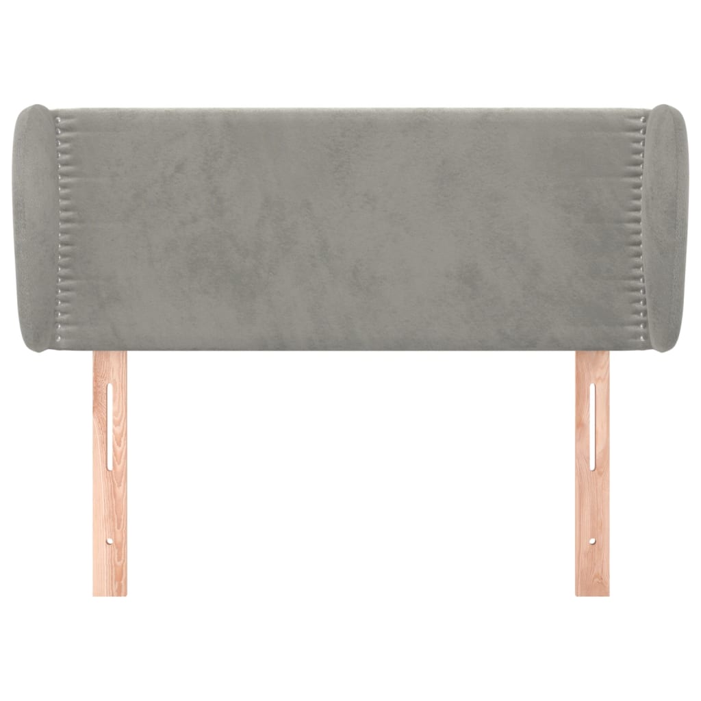vidaXL Hoofdbord met randen 93x23x78/88 cm fluweel lichtgrijs afbeelding