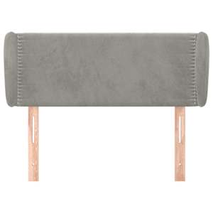 Čelo postele typu ušák světle šedé 103x23x78/88 cm samet - obrázek 3